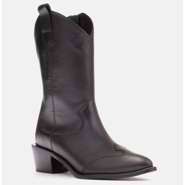 Marco Shoes Bota cowboy negra de piel auténtica negro 3