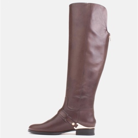 Marco Shoes Botas de montar de piel con placa de oro marrón 6