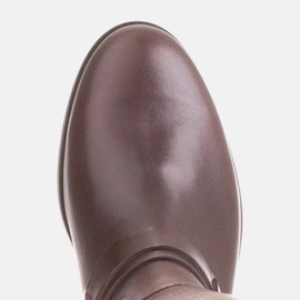 Marco Shoes Botas de montar de piel con placa de oro marrón 5