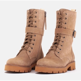 Marco Shoes Botas con cordones y suela ligera 2118B beige 3