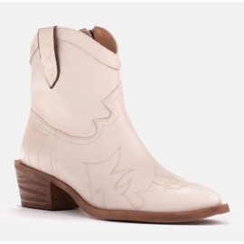 Marco Shoes Botas cowboy de piel con pespuntes decorativos 2188B-1278-042-1 beige 3