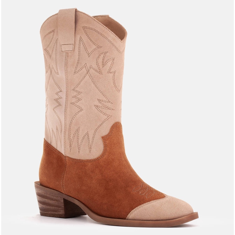 Marco Shoes Bota cowboy ante bordada 2205B-813-096-1 beige marrón 1