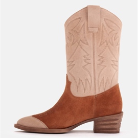 Marco Shoes Bota cowboy ante bordada 2205B-813-096-1 beige marrón 2
