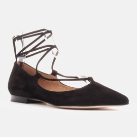 Marco Shoes Bailarinas de ante con tira alrededor negro 2