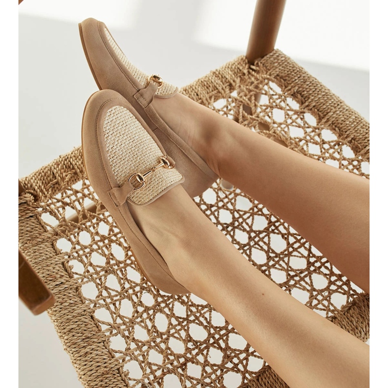 Marco Shoes Mocasines con adorno dorado beige 2
