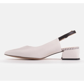 Marco Shoes Zapatos de salón bajos con tacón abierto hechos de delicada piel natural blanco negro 2
