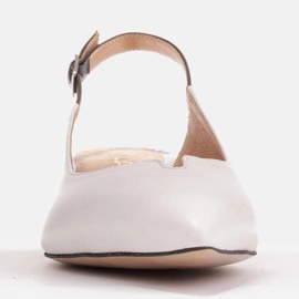 Marco Shoes Zapatos de salón bajos con tacón abierto hechos de delicada piel natural blanco negro 1