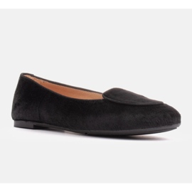 Marco Shoes Bailarinas de cuero con pelo negro 3