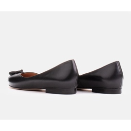 Marco Shoes Bailarinas de piel con flecos decorativos negro 4