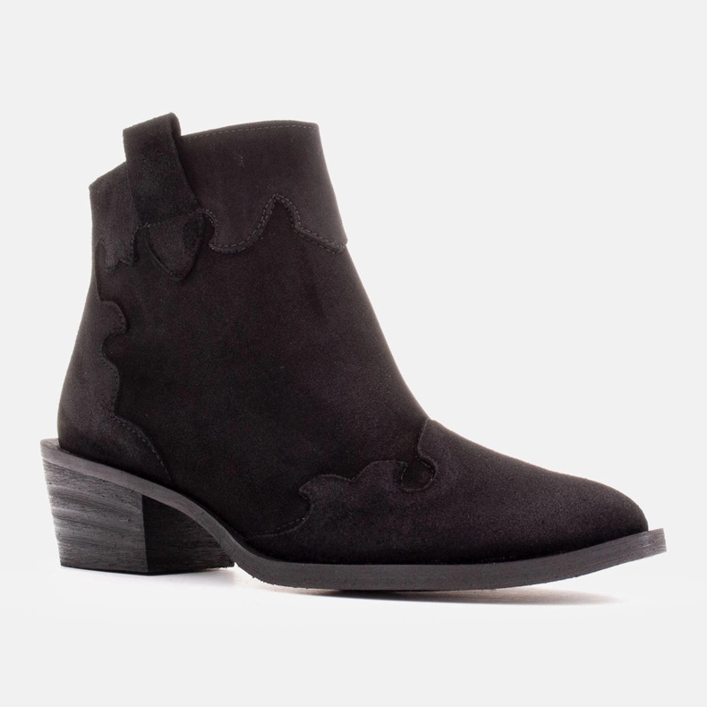 Marco Shoes Botines de piel elegantes con tacones bajos negro 1