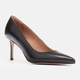 Marco Shoes Elegantes stilettos elaborados en suave piel negro 3