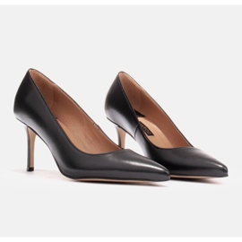 Marco Shoes Elegantes stilettos elaborados en suave piel negro 6