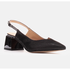 Marco Shoes Sandalias de ante con estampado brillante negro 1