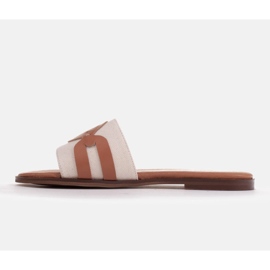 Marco Shoes Elegantes zapatillas de estar por casa fabricadas en tejido combinado con piel beige 5