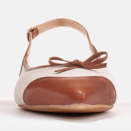 Marco Shoes Sandalias en combinación de piel natural y tejido beige 2