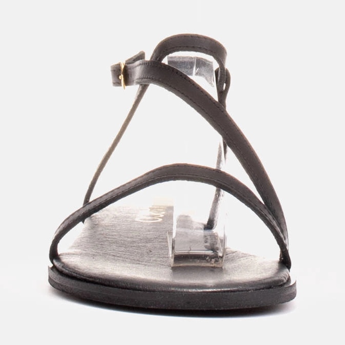 Marco Shoes Sandalias de piel con fondo plano negro 2