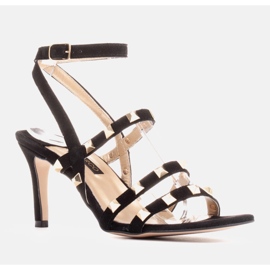 Marco Shoes Sandalias de ante negro con tachuelas decorativas 2