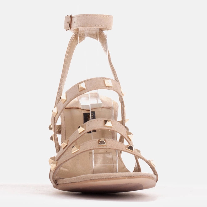 Marco Shoes Sandalias de ante con tachuelas decorativas beige 2