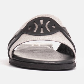 Marco Shoes Elegantes zapatillas de estar por casa fabricadas en tejido combinado con piel beige 3