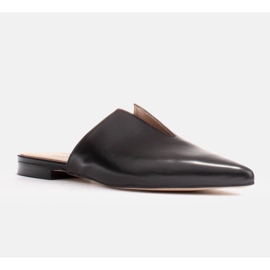 Marco Shoes Babuchas de piel con recorte negro 1