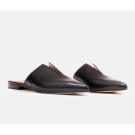 Marco Shoes Babuchas de piel con recorte negro 4