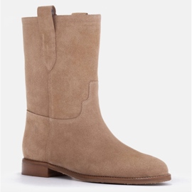 Marco Shoes Botas "tubo" tacón bajo beige 2