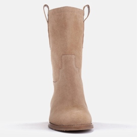Marco Shoes Botas "tubo" tacón bajo beige 3