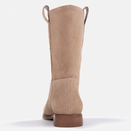 Marco Shoes Botas "tubo" tacón bajo beige 5