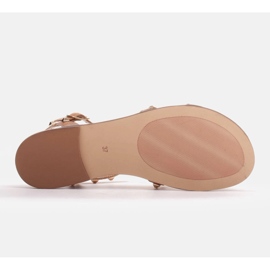 Marco Shoes Sandalias de piel con tachuelas doradas marrón 8