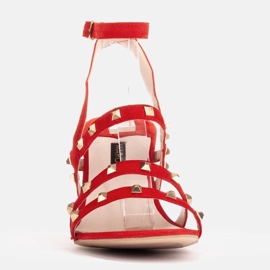 Marco Shoes Sandalias de ante con tachuelas decorativas rojo 1