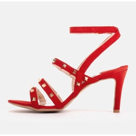 Marco Shoes Sandalias de ante con tachuelas decorativas rojo 6