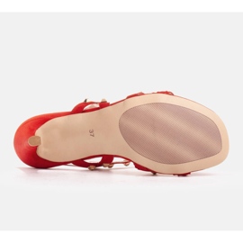 Marco Shoes Sandalias de ante con tachuelas decorativas rojo 4