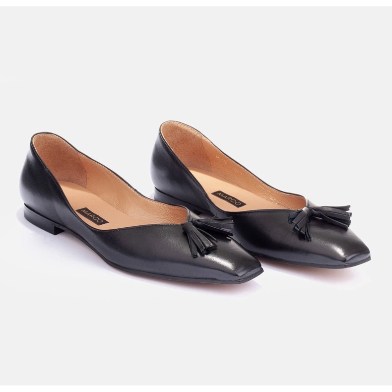 Marco Shoes Sutiles bailarinas con flecos negro 2