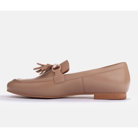 Marco Shoes Mocasines de piel con flecos beige 5