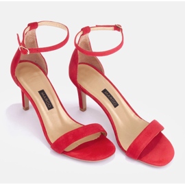 Marco Shoes Elegantes sandalias fabricadas en ante natural rojo 7