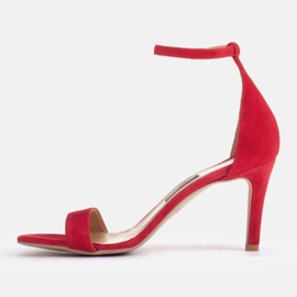 Marco Shoes Elegantes sandalias fabricadas en ante natural rojo 3