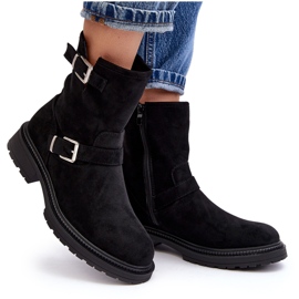 Botas de mujer con tacón plano y hebillas Negro Bliggore 7