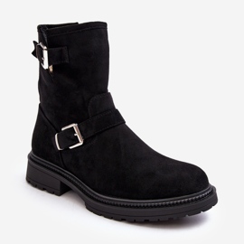 Botas de mujer con tacón plano y hebillas Negro Bliggore 1