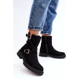 Botas de mujer con tacón plano y hebillas Negro Bliggore 2