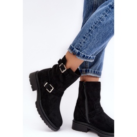 Botas de mujer con tacón plano y hebillas Negro Bliggore 3