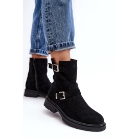 Botas de mujer con tacón plano y hebillas Negro Bliggore 4