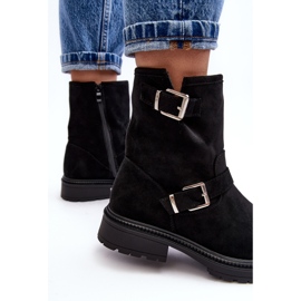 Botas de mujer con tacón plano y hebillas Negro Bliggore 6