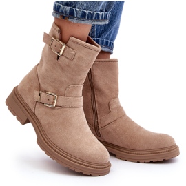 Botas Planas De Mujer Con Hebillas, Beige Bliggore 8