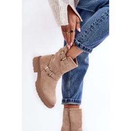 Botas Planas De Mujer Con Hebillas, Beige Bliggore 4