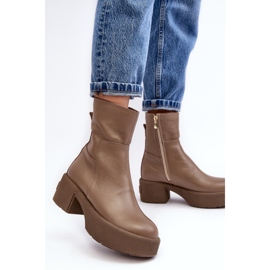 Lemar Volavola Lemar Botines de cuero beige oscuro con tacón bajo 4