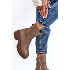 Lemar Volavola Lemar Botines de cuero beige oscuro con tacón bajo 6