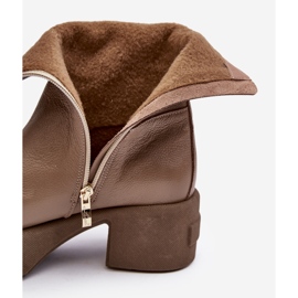 Lemar Volavola Lemar Botines de cuero beige oscuro con tacón bajo 3