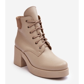 Botines Mujer Piel Tacón Alto Beige Lemar Leocera 1