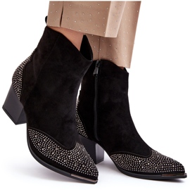 FS1 Botas Vaqueras De Mujer Decoradas Con Tacón Alto Negro Eleduana 8