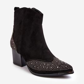 FS1 Botas Vaqueras De Mujer Decoradas Con Tacón Alto Negro Eleduana 1